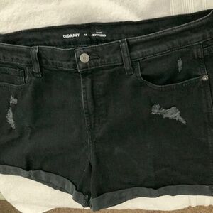 Old Navy Black Denim Shorts 14 Mid rise
